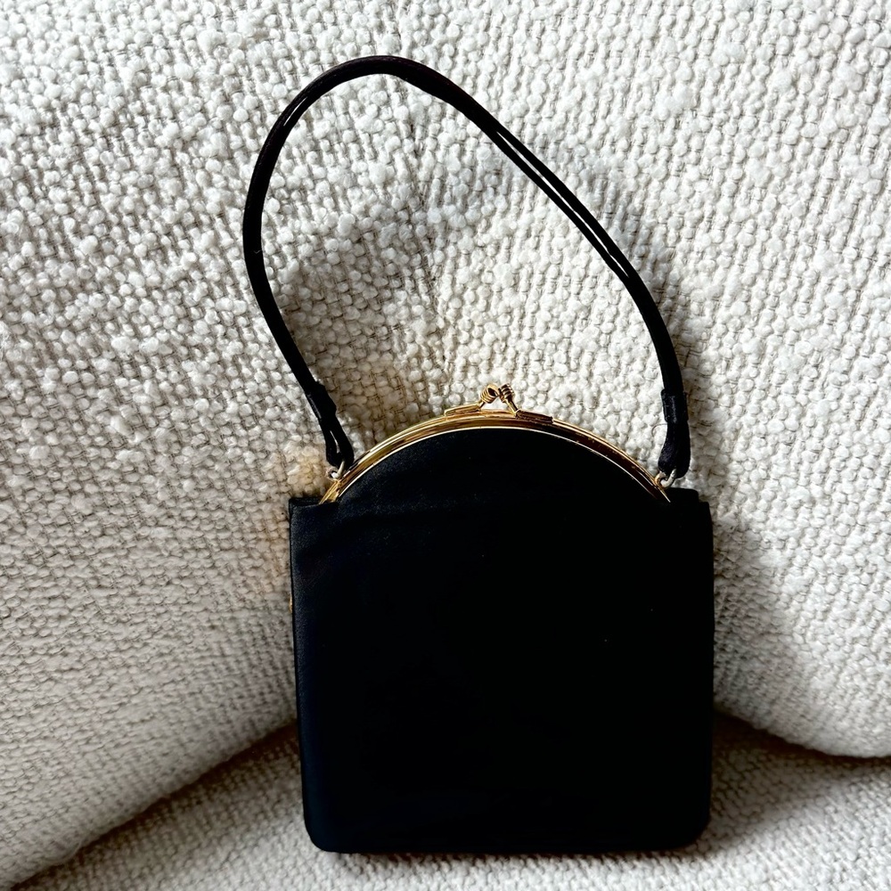 Vintage Black Satin Handbag